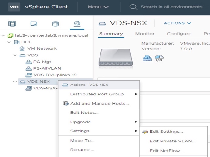 Configure that VDS-NSX with a large MTU (at least 1700).