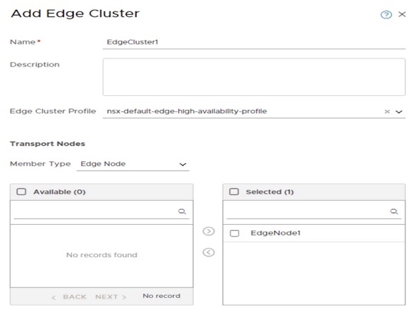 Create 1 Edge Cluster with EdgeNode1 member.