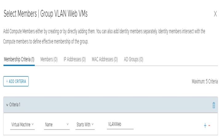 Group VLAN Web VMs