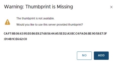 Warning: Thumbprint is missing